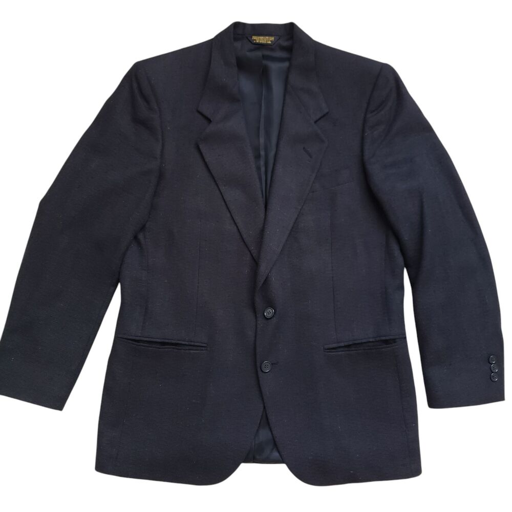 Vintage Nino Cerruti Rue Royal Wool Blazer Jacket Mens 42 Black Sport Coat - Picture 2 of 12